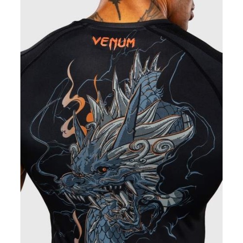 Venum Thunder Dragon Short Sleeves Rashguard - Black/Grey/Copper