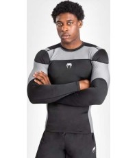 Venum Tempest Men's Long Sleeve Rashguard - Black/Grey