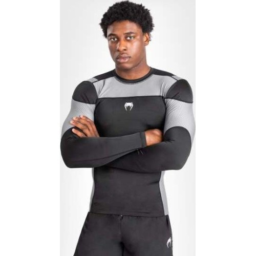 Venum Tempest Men's Long Sleeve Rashguard - Black/Grey