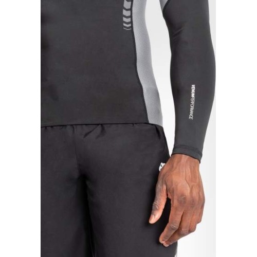 Venum Tempest Men's Long Sleeve Rashguard - Black/Grey