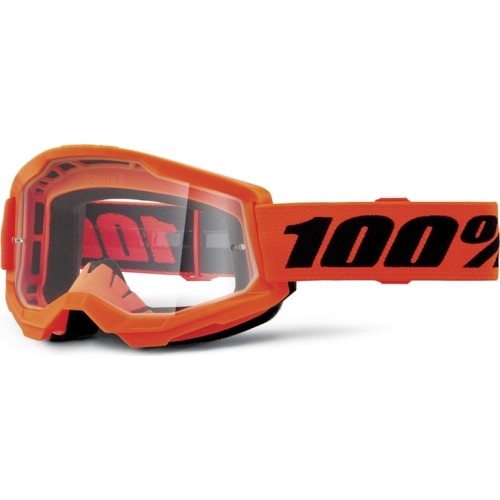 Gogle motocrossowe 100% Strata 2 New - Pomarańczowy, przezroczyste plexi