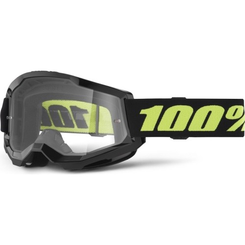 Gogle motocrossowe 100% Strata 2 New - Solar czarny, przezroczyste plexi