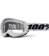 Gogle motocrossowe 100% Strata 2 New - White biały, przezroczyste plexi
