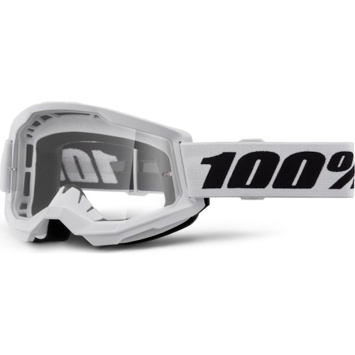 Gogle motocrossowe 100% Strata 2 New - White biały, przezroczyste plexi