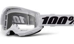Gogle motocrossowe 100% Strata 2 New - White biały, przezroczyste plexi