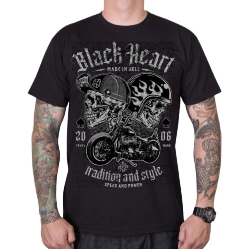 T-Shirt BLACK HEART Traditional and Style - Czarny