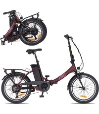 Składany rower elektryczny inSPORTline ISL Felior 468 Wh 20” – 2026 - Welurowa czerwień