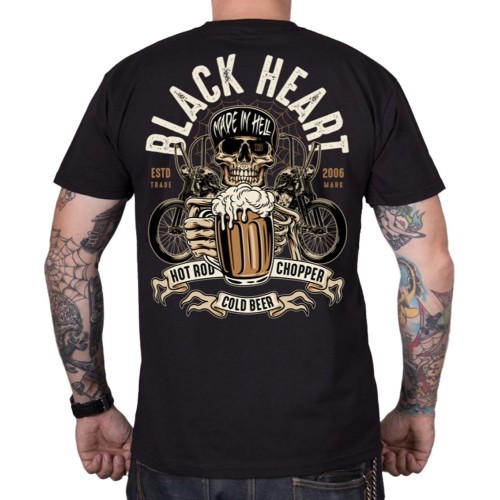 Koszulka BLACK HEART Beer Biker - Czarny