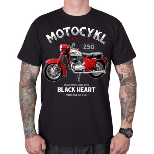 Koszulka motocyklowa BLACK HEART Panelka - Czarny