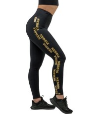 Damskie legginsy z wysokim stanem Nebbia INTENSE Iconic 834 - Czarne złoto