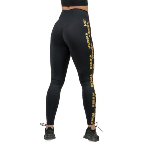 Damskie legginsy z wysokim stanem Nebbia INTENSE Iconic 834 - Czarne złoto