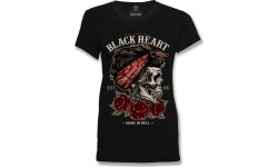 Koszulka damska BLACK HEART Pin Up Skull - Czarny