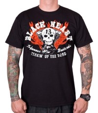 Koszulka BLACK HEART Flathead Skull - Czarny