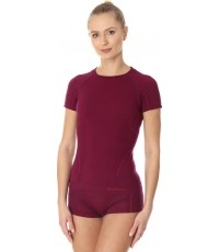 Koszulka damska z krótkim rękawem Brubeck Active Wool - Śliwkowy