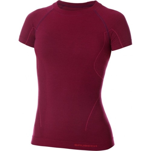 Women’s Short-Sleeved T-Shirt Brubeck Active Wool - Śliwkowy