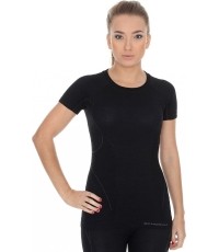 Women’s Short-Sleeved T-Shirt Brubeck Active Wool - Czarny