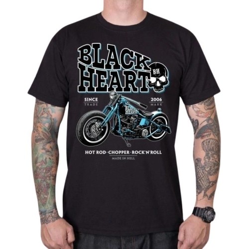 T-Shirt BLACK HEART Blue Bobber - Czarny