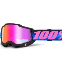 Gogle motocrossowe 100% Accuri 2 Mirror - Superdome niebiesko-różowa, czerwona pleksi