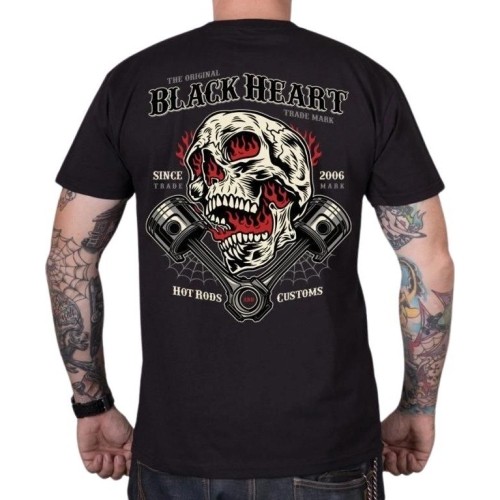 T-Shirt BLACK HEART Flame Piston - Czarny