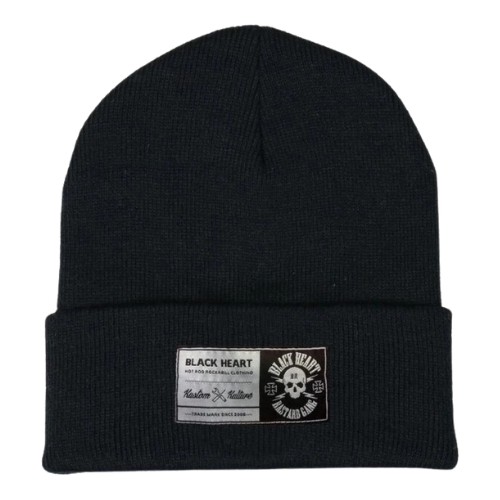 Beanie BLACK HEART Logo Skull - Czarny