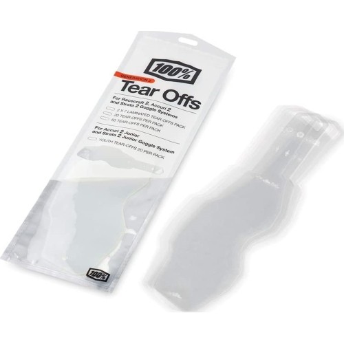 Zrywki do gogli motocyklowych 100% Strata 2/Accuri 2/Racecraft 2 – 10 szt.