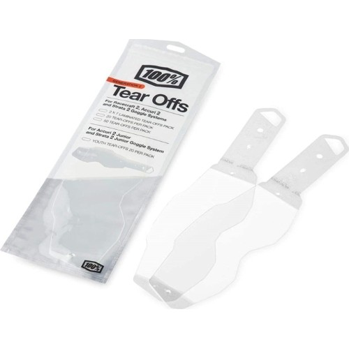 Tear-Offs for Children’s Motorcycle Goggles 100% Strata2/Accuri 2 Youth – 10 Pcs.