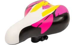 Siodełko rowerowe dziecięce 225 x 155 mm (czarne/różowe/żółte)