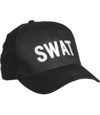 Czarna czapka z daszkiem z napisem SWAT