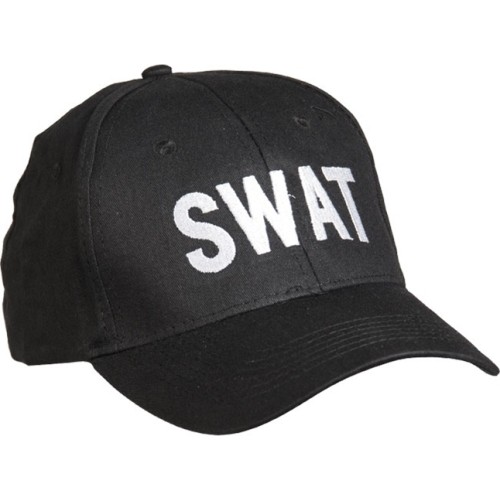 Czarna czapka z daszkiem z napisem SWAT