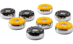 Shuffleboard pucks set 4 x black and 4 x yellow