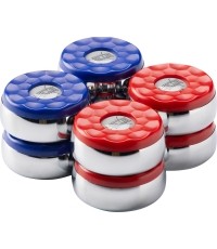 Shuffleboard pucks set 4 x blue and 4 x red
