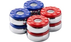 Shuffleboard pucks set 4 x blue and 4 x red