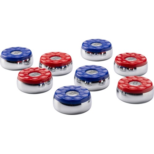 Shuffleboard pucks set 4 x blue and 4 x red