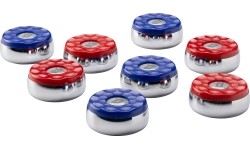 Shuffleboard pucks set 4 x blue and 4 x red