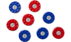 Shuffleboard pucks set 4 x blue and 4 x red