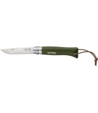 Nóż Opinel Colorama 08 Inox Grab Khaki z rzemykiem