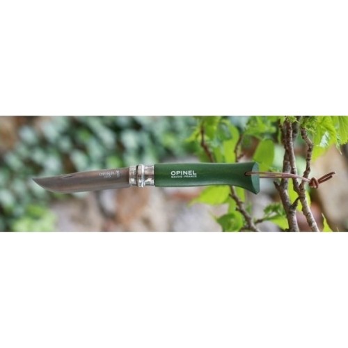 Nóż Opinel Colorama 08 Inox Grab Khaki z rzemykiem