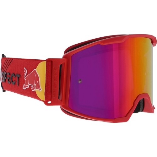 Motocross Goggles Red Bull Spect Strive Panovision, Matte Red, Purple Mirrored Lens