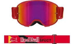 Motocross Goggles Red Bull Spect Strive Panovision, Matte Red, Purple Mirrored Lens