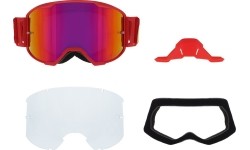 Motocross Goggles Red Bull Spect Strive Panovision, Matte Red, Purple Mirrored Lens