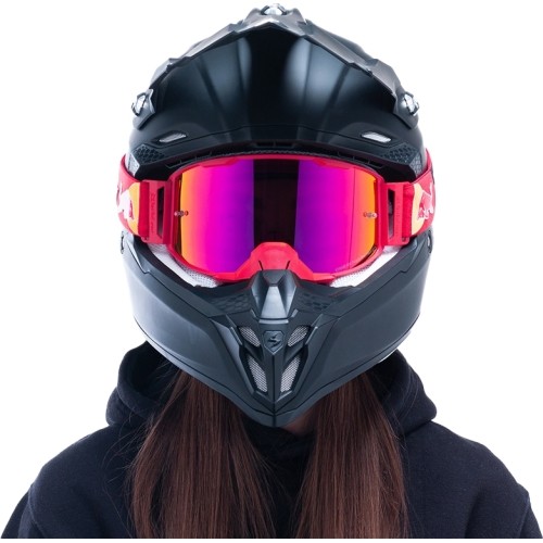 Motocross Goggles Red Bull Spect Strive Panovision, Matte Red, Purple Mirrored Lens