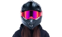 Motocross Goggles Red Bull Spect Strive Panovision, Matte Red, Purple Mirrored Lens