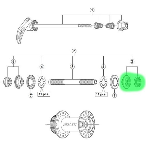 Konus i nakrętka do piasty Shimano HB-M675 (prawy)