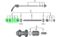 Stożek, podkładki i nakrętka do piasty Shimano FH-RM66 (lewy)