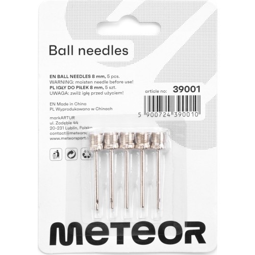 Meteor igły do pompki do piłek w blistrze 8 mm