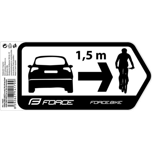 Naklejka na samochód FORCE SAFETY 184x84 mm (czarna)