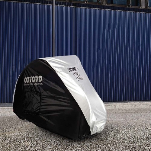 Podwójny pokrowiec na rower Oxford Aquatex (czarno-srebrny)