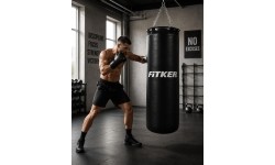 Worek bokserski Fitker® Olympic ELITE, czarny, sztuczna skóra - 180x35cm