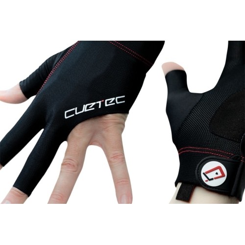 Rękawica bilardowa Cuetec Axis, 3-palcowa, czarno-czerwona, na prawą rękę, S
