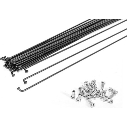 Szprychy ocynkowane 2,0x286mm + nypel 144 szt. opakowanie (czarne)